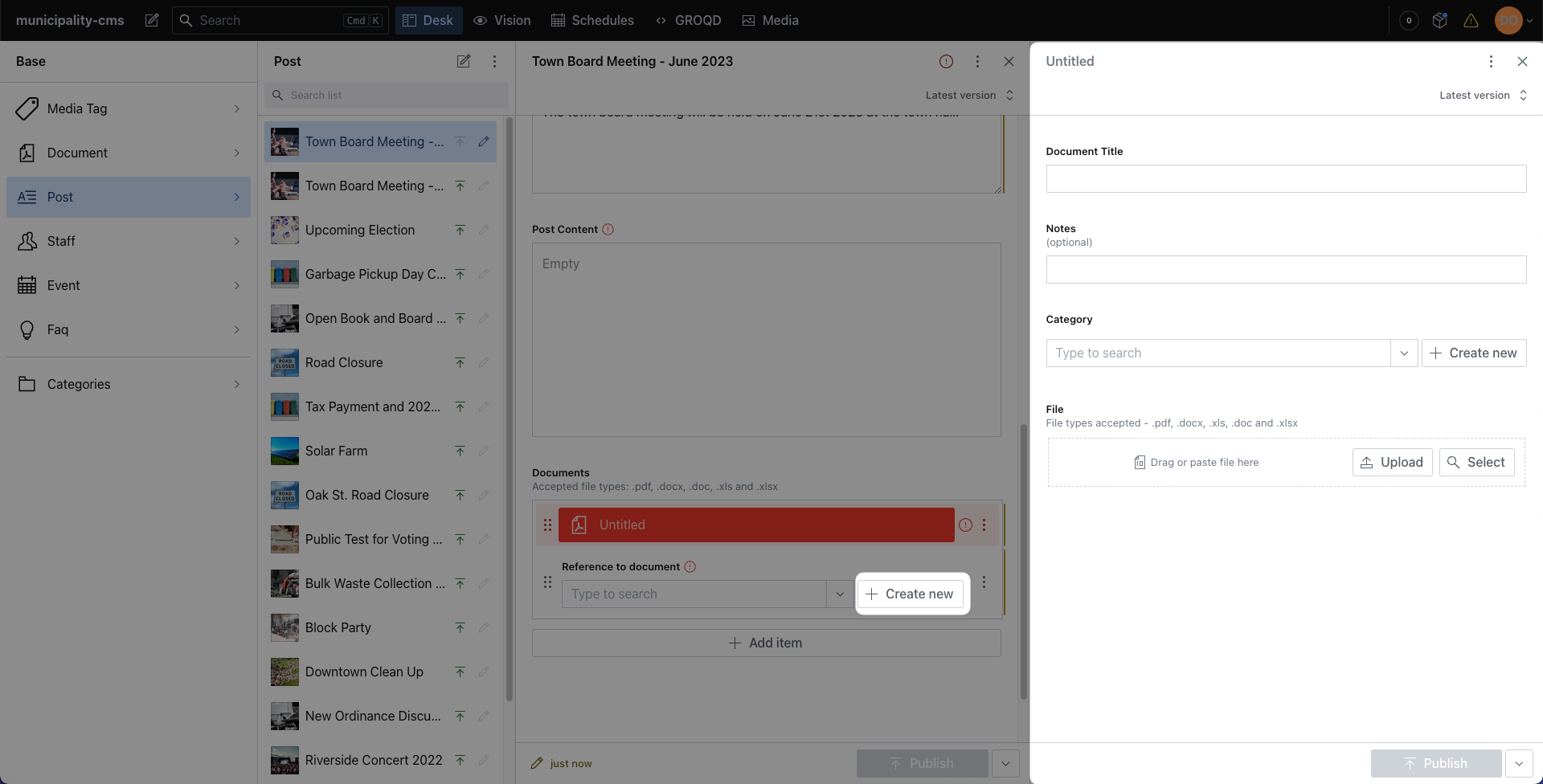 Attaching a document to an event